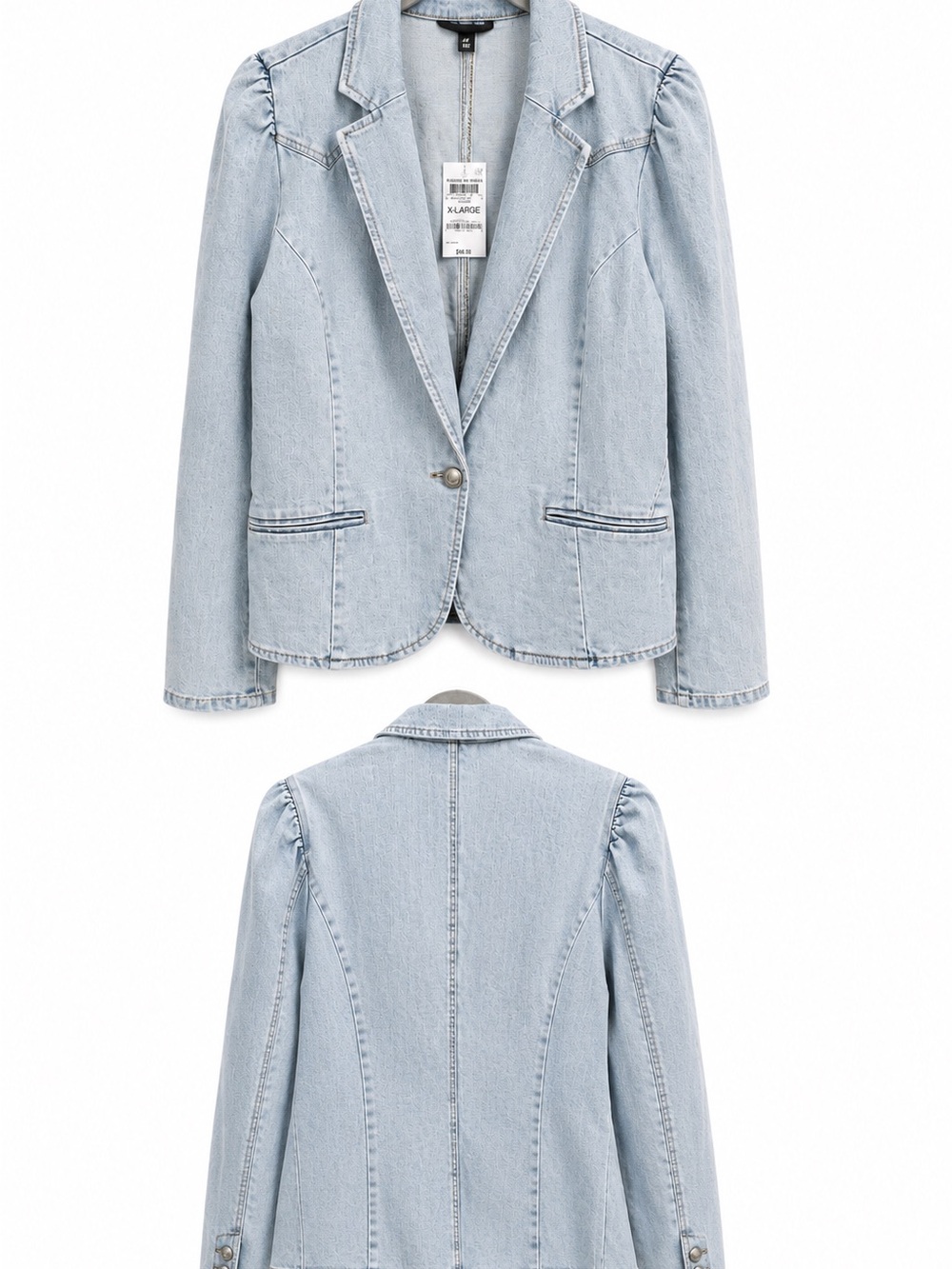 INC International Concepts Light Blue Denim Blazer